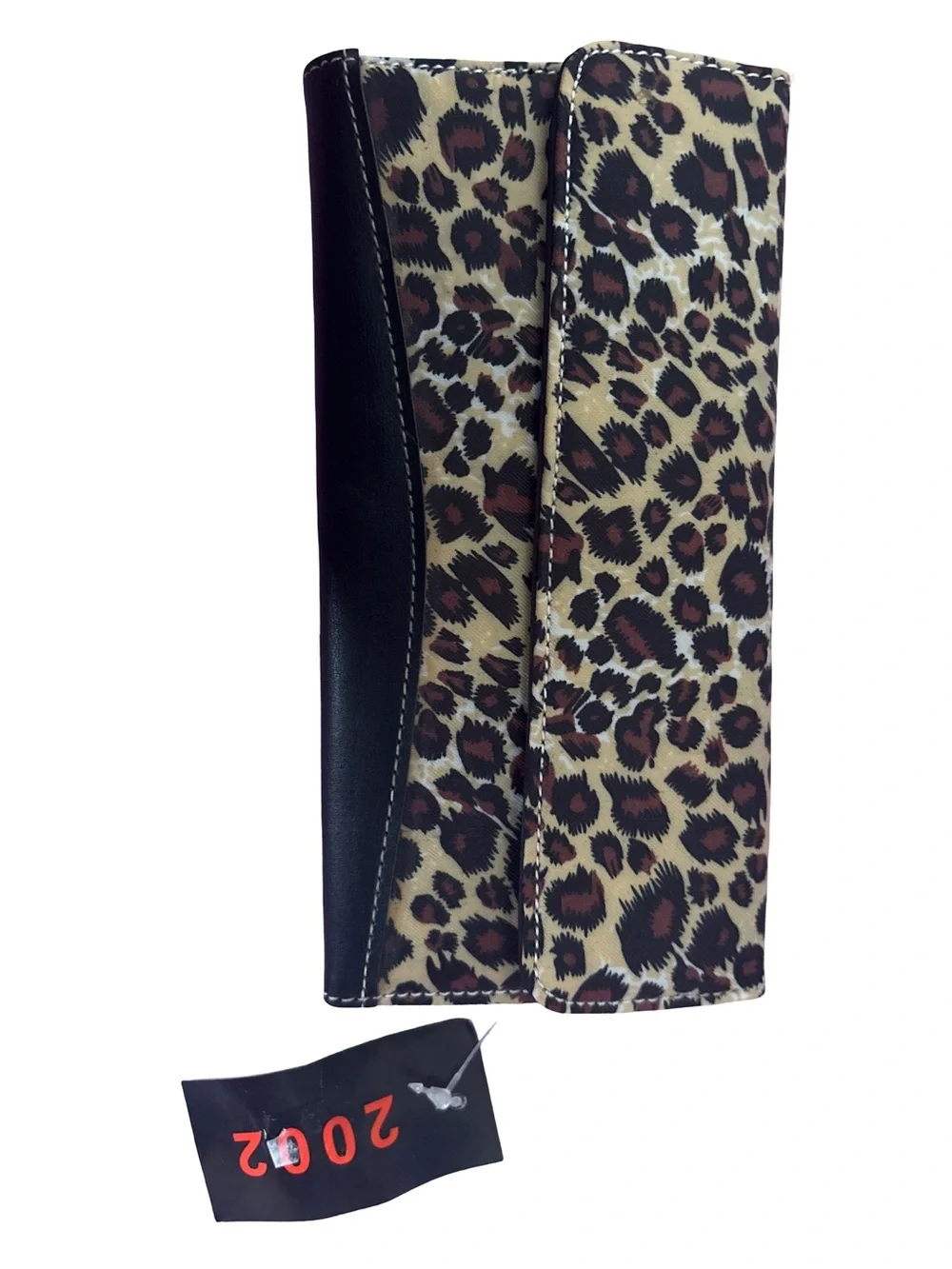 Leopard Print Foldover Wallet with Black Trim